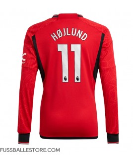 Günstige Manchester United Rasmus Hojlund #11 Heimtrikot 2023-24 Langarm